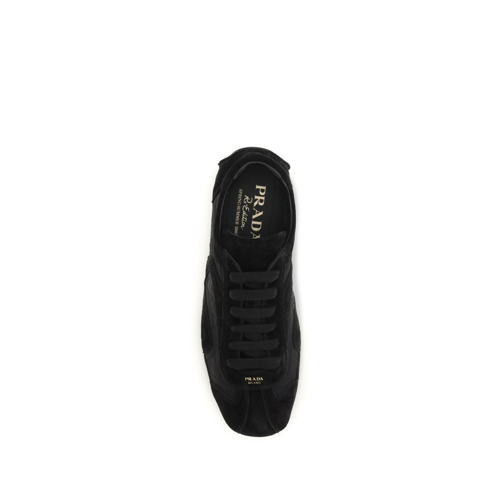 Prada Calfskin Leather and Recycled Polyamide Sneakers in Black
