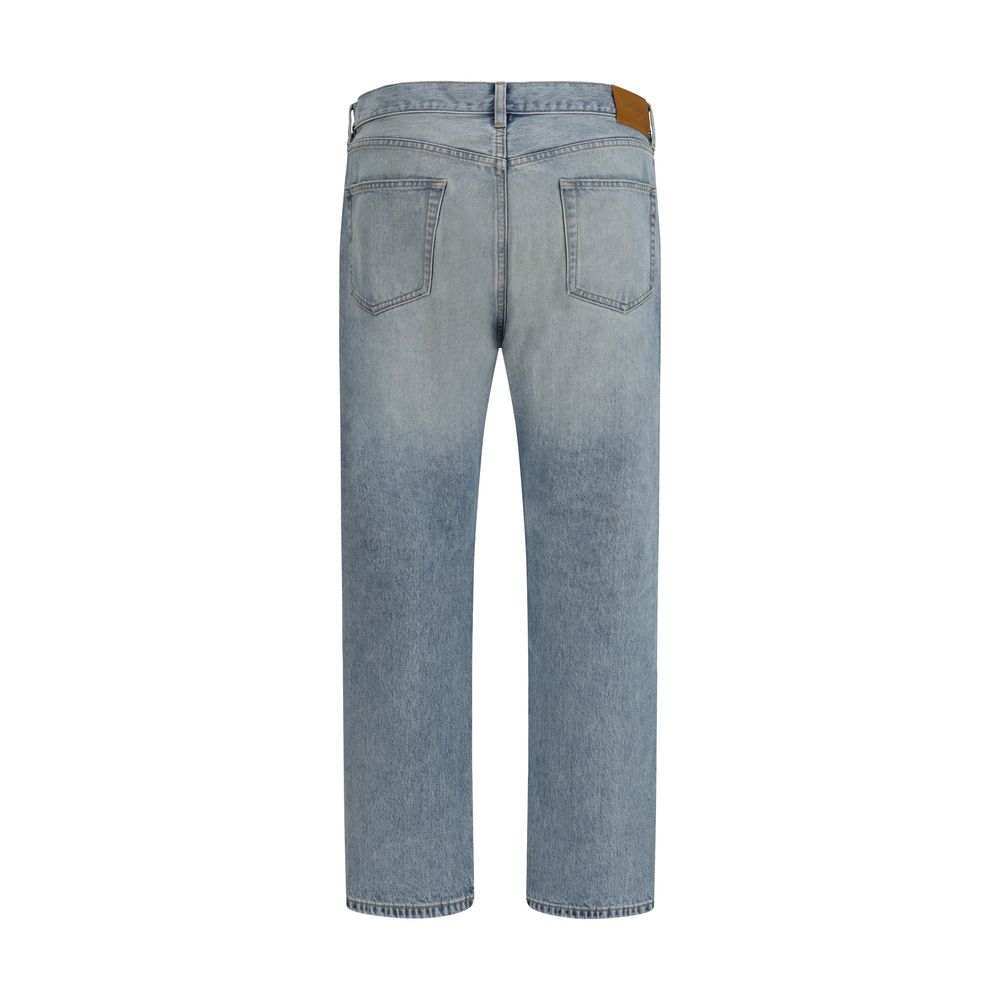 Saint Laurent Cotton Straight-Leg Vintage Jeans in Blue