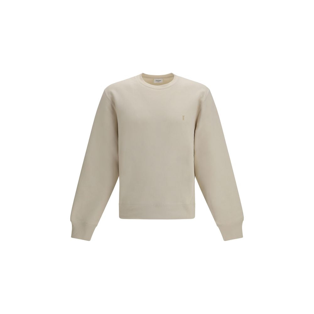 Saint Laurent Embroidered Cotton Sweatshirt in Beige