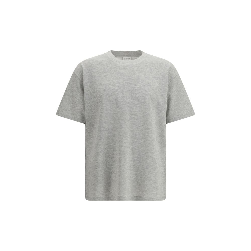 Saint Laurent Cotton Piqué T-Shirt in Grey