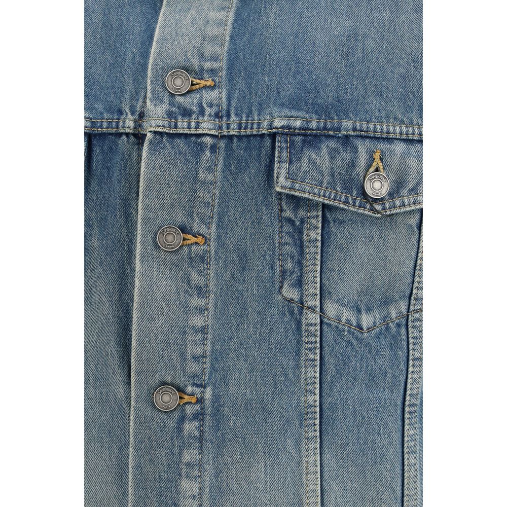 Saint Laurent Cotton Denim Trucker Jacket in Blue