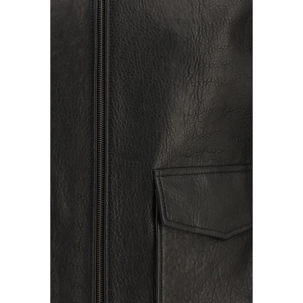 Saint Laurent Jacket από δέρμα αρνιού σε Μαύρο