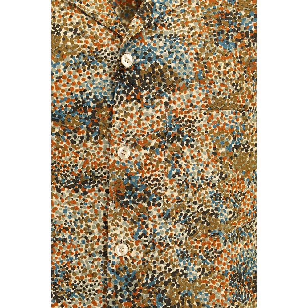 Saint Laurent Viscose Print Short-Sleeve Shirt in Multicolor