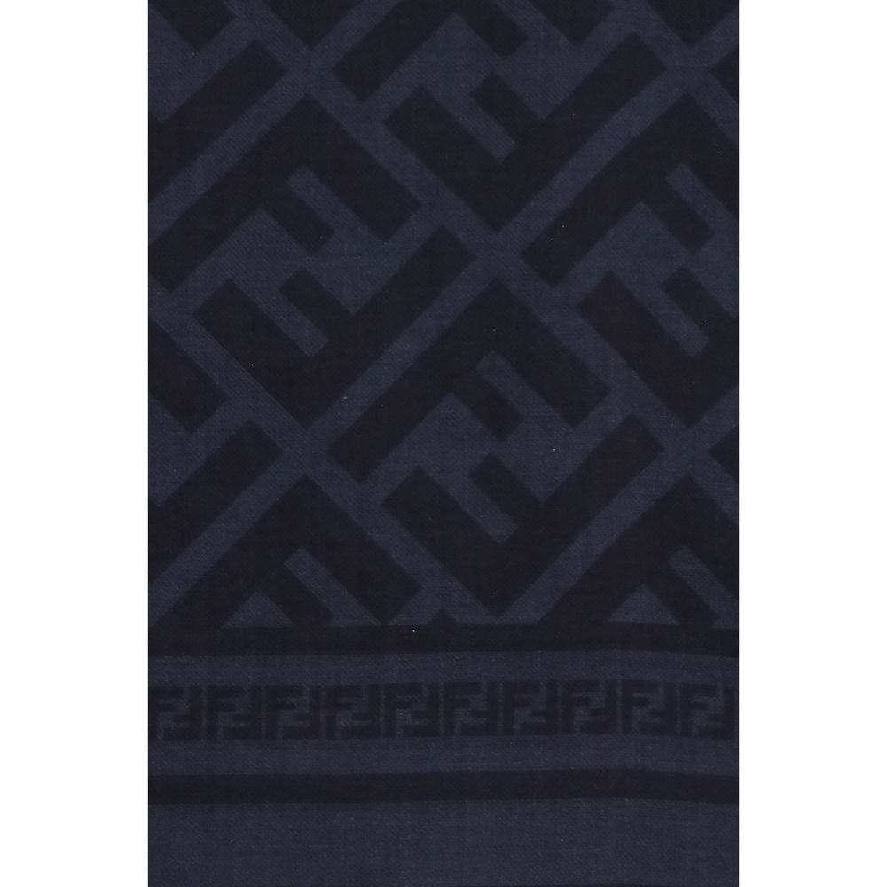 Fendi Wool and Silk Square Scarf in Blue
