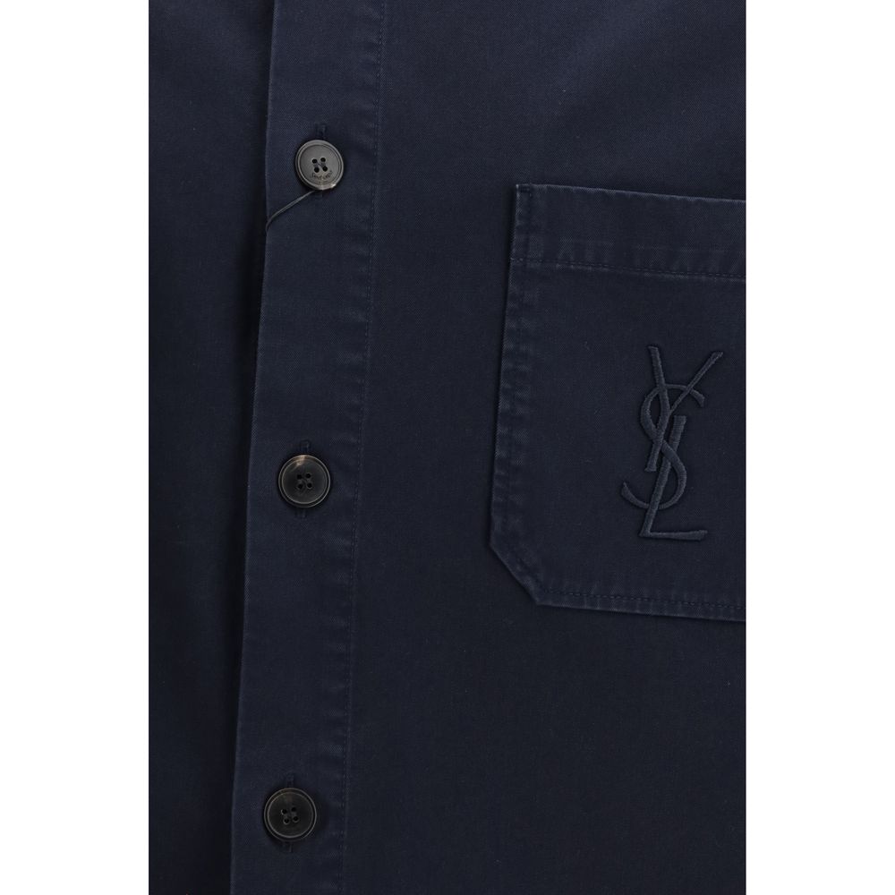 Saint Laurent Cotton Gabardine Overshirt in Blue