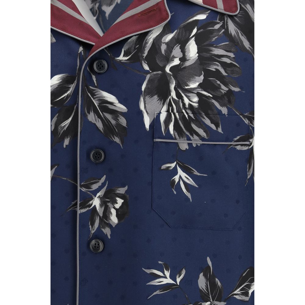 Dolce & Gabbana 100% Silk Patterned Shirt in Blue