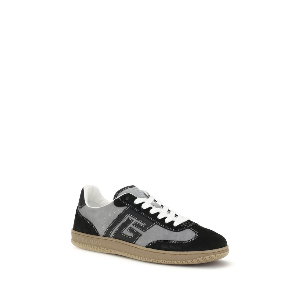 Balmain Calf Leather Low Top Sneakers in Grey