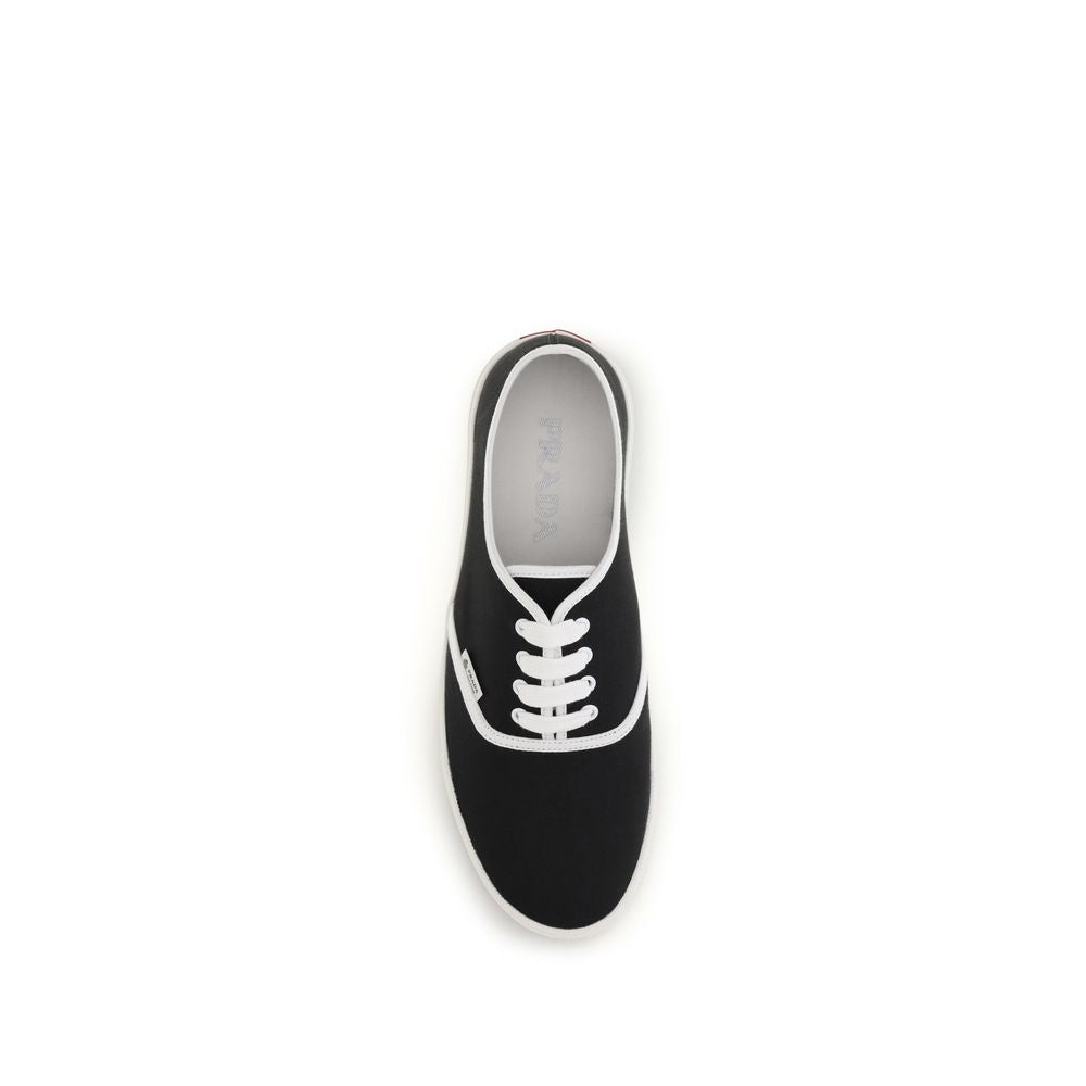 Prada Cotton Drill High-Top Sneakers in Black