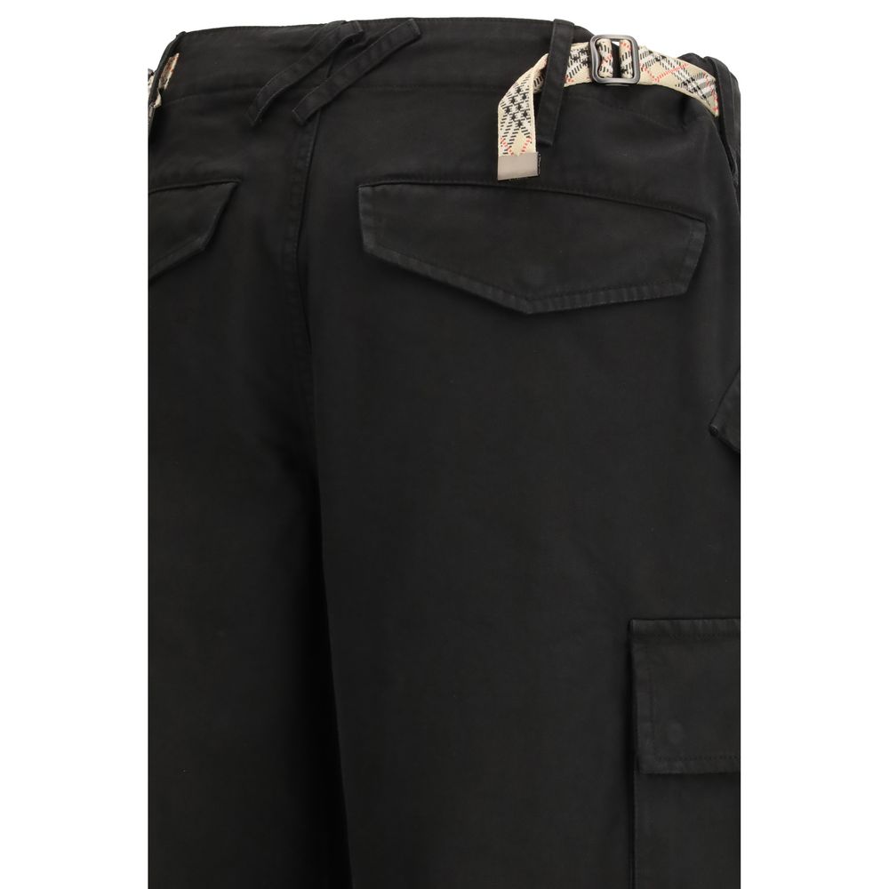 Burberry Cotton Twill Cargo Trousers in Black