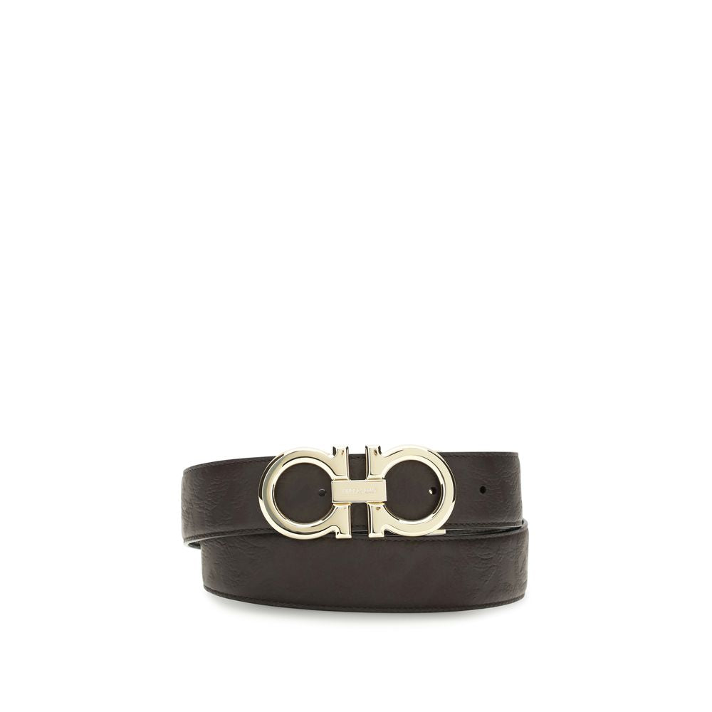 Ferragamo Reversible Gancini Buckle Belt from Calf Leather in Brown