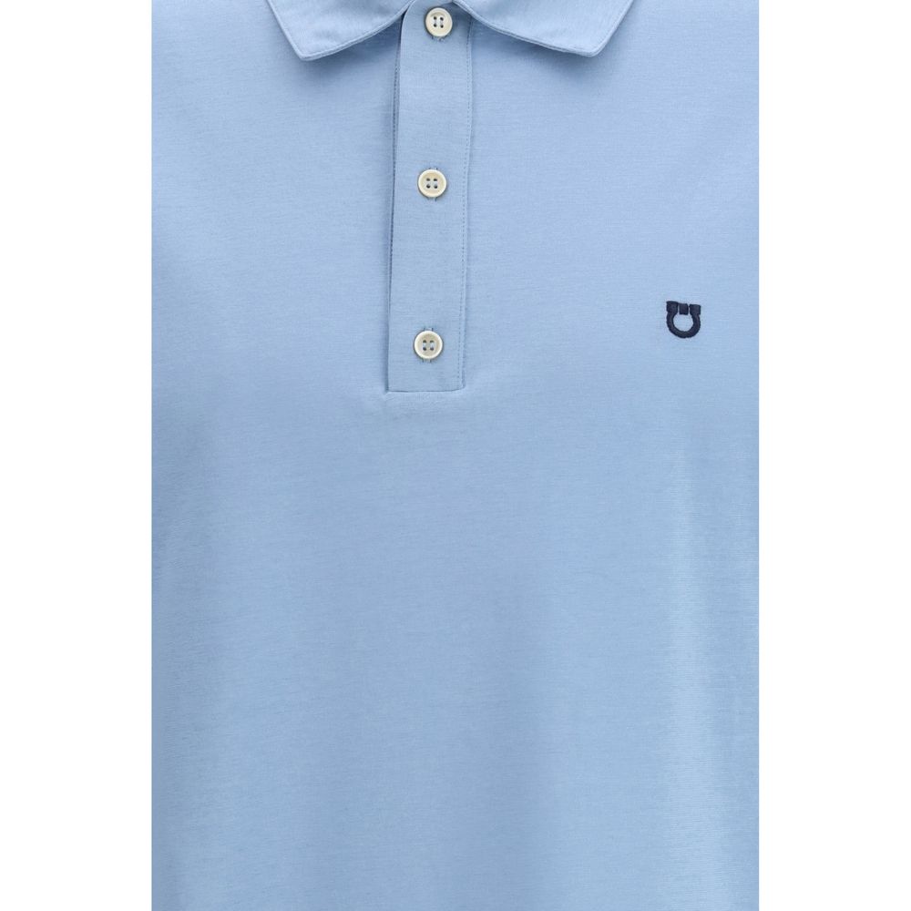 Ferragamo Cotton Jersey Polo Shirt in Blue