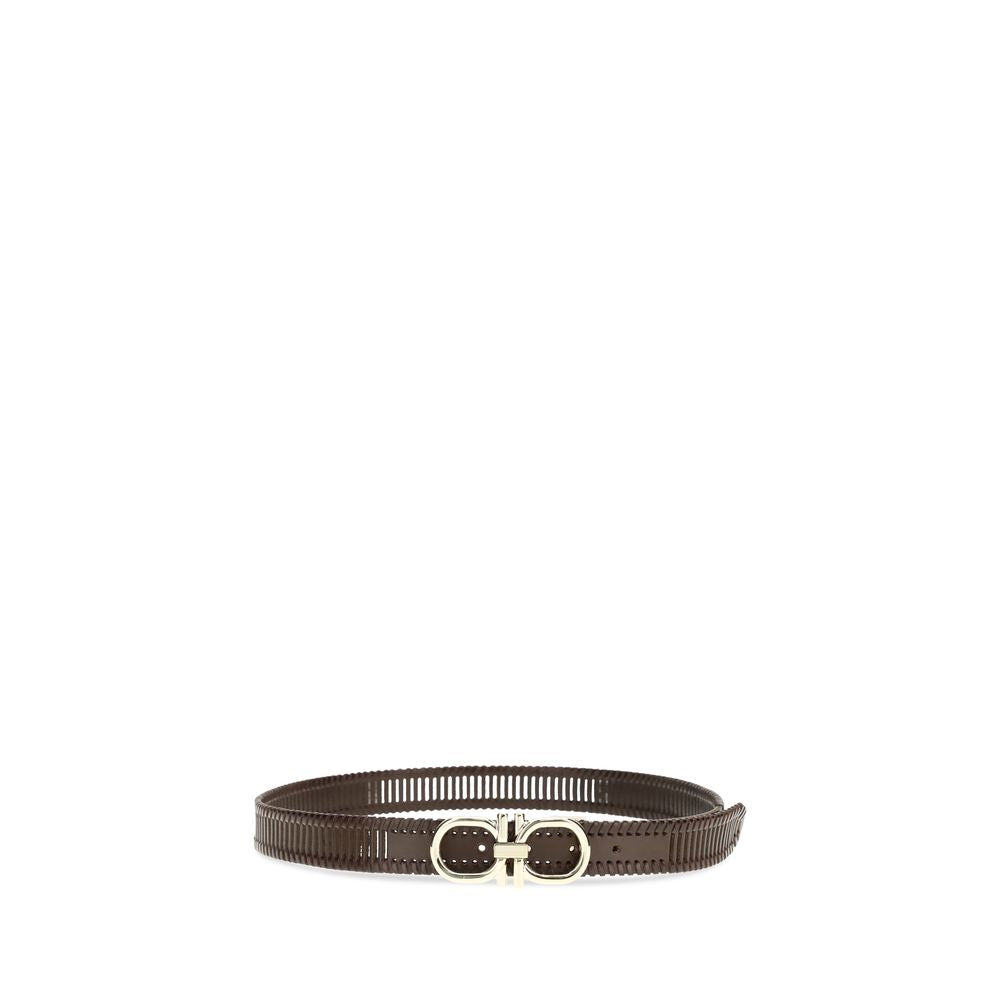 Ζώνη Ferragamo από Δέρμα Μοσχαριού Full-Grain με Πλεκτή Κατασκευή σε Καφέ