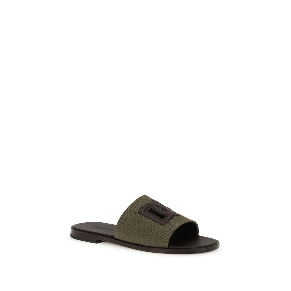 Dolce & Gabbana Bicolor Canvas and Leather Sandals