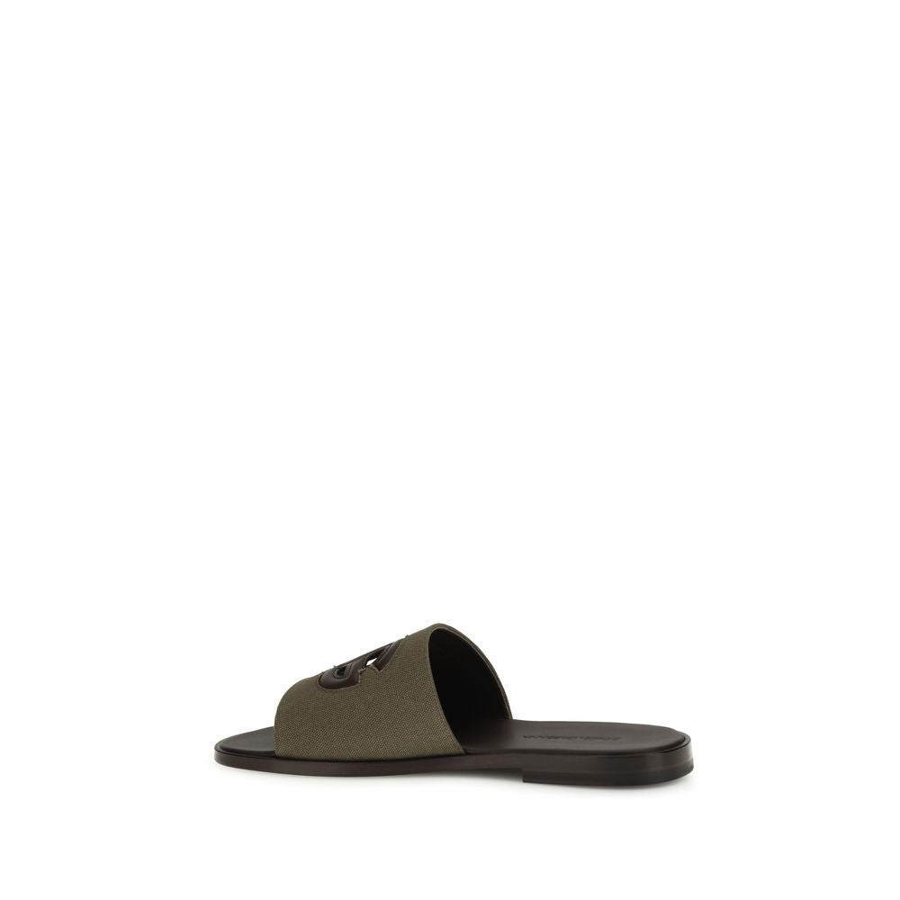 Dolce & Gabbana Bicolor Canvas and Leather Sandals