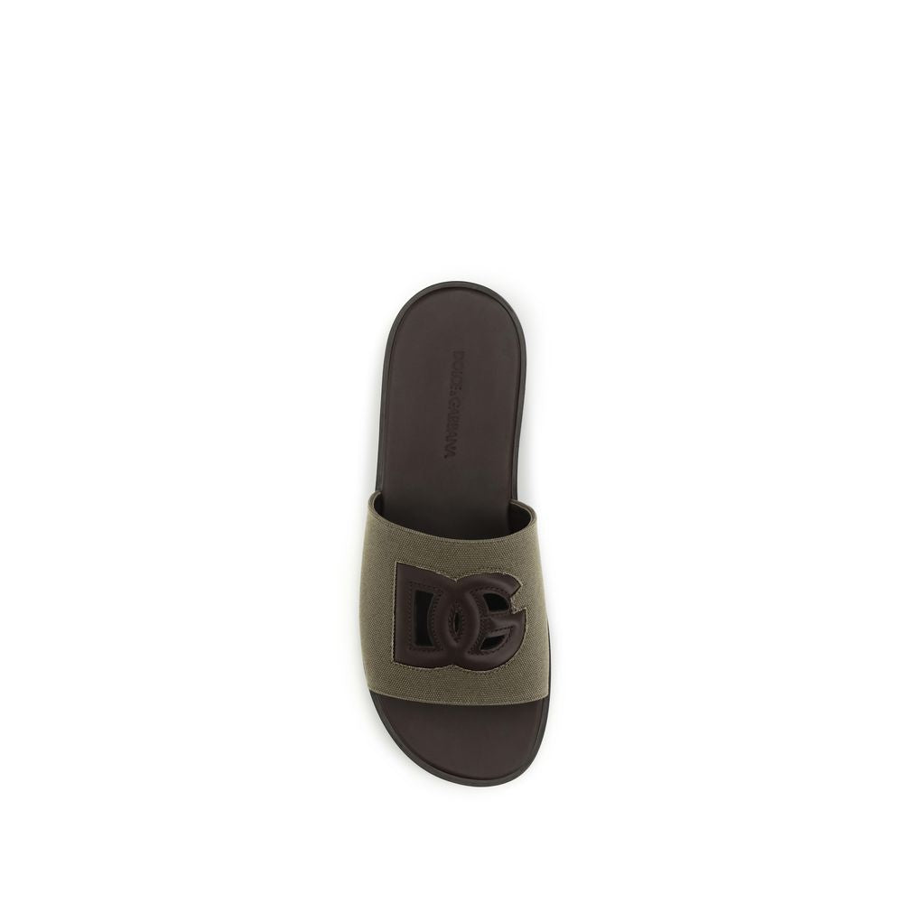 Dolce & Gabbana Bicolor Canvas and Leather Sandals