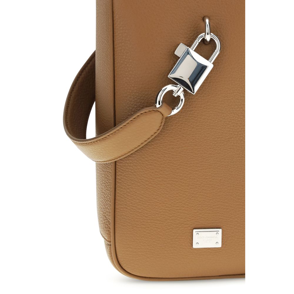 Dolce & Gabbana Calf Leather Bos Taurus Handbag in Brown