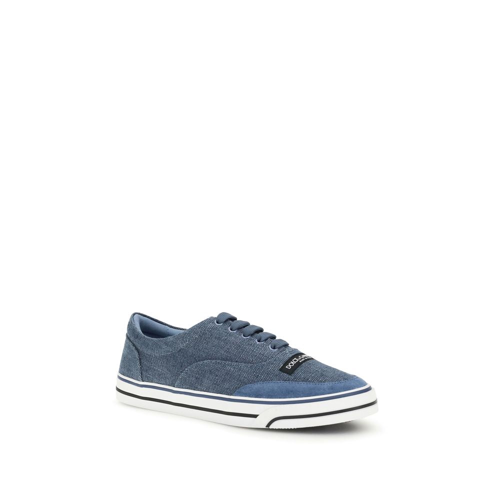 Dolce & Gabbana Linen Low Top Sneakers in Blue