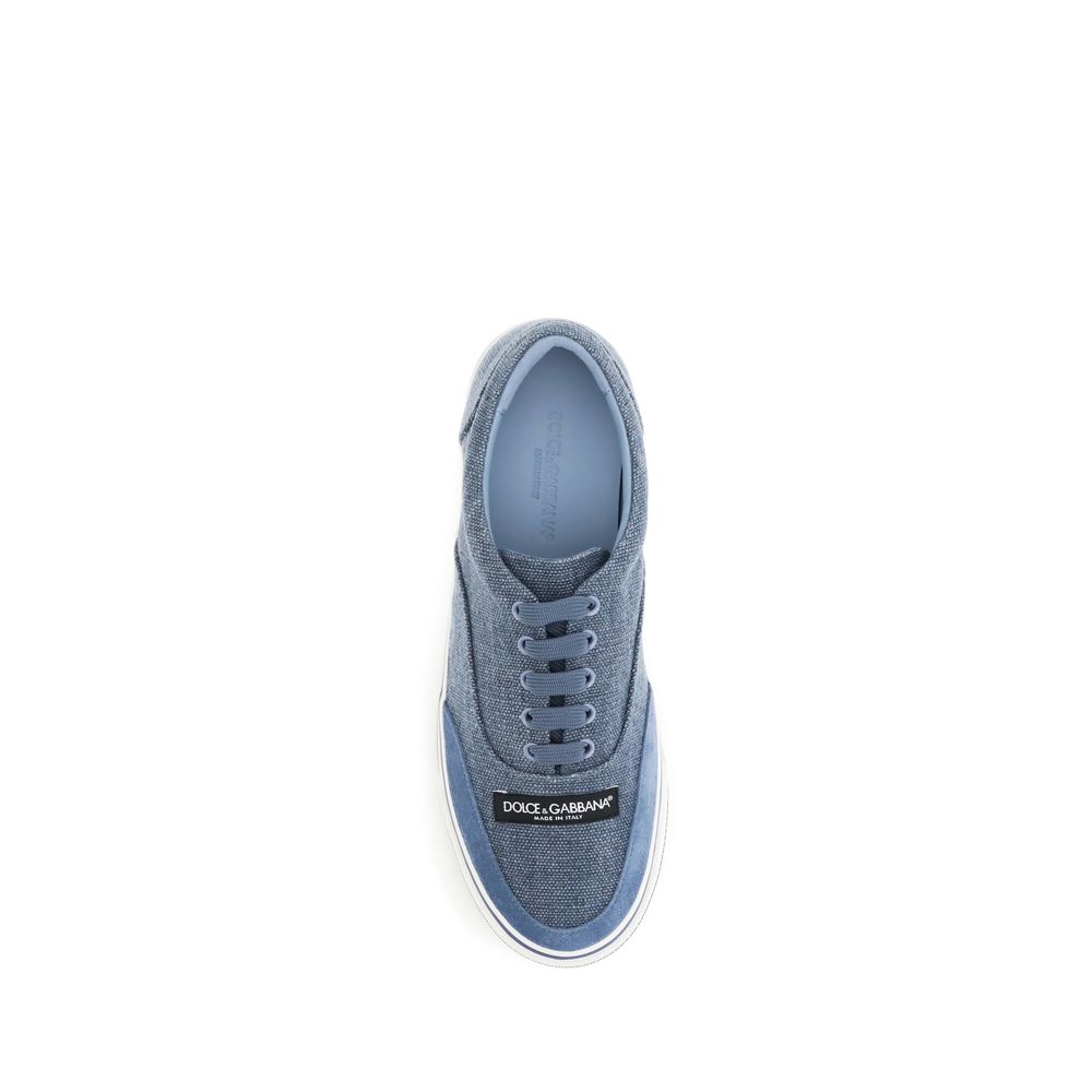 Dolce & Gabbana Linen Low Top Sneakers in Blue
