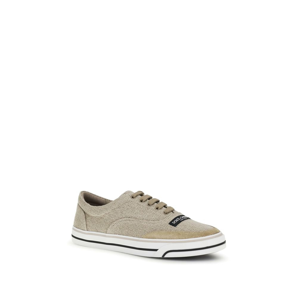 Dolce & Gabbana Linen Low Top Sneakers in Beige