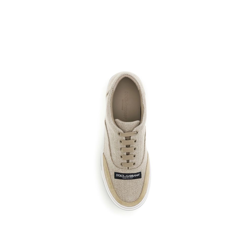 Dolce & Gabbana Linen Low Top Sneakers in Beige