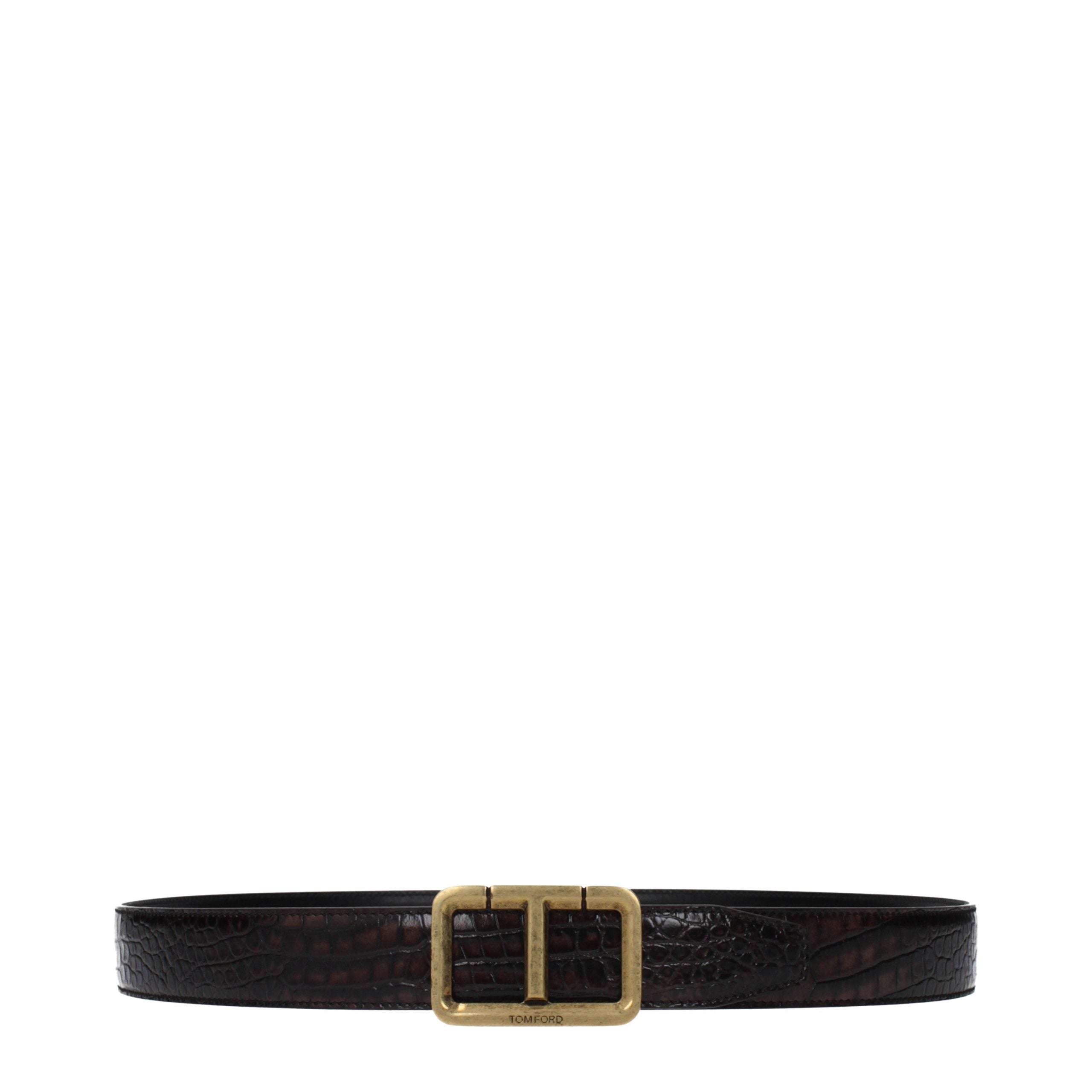 Δερμάτινη ζώνη Tom Ford σε Καφέ