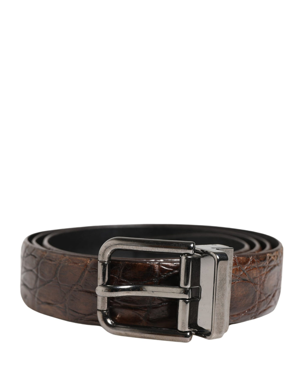 Dolce & Gabbana Caiman Leather Belt in Brown
