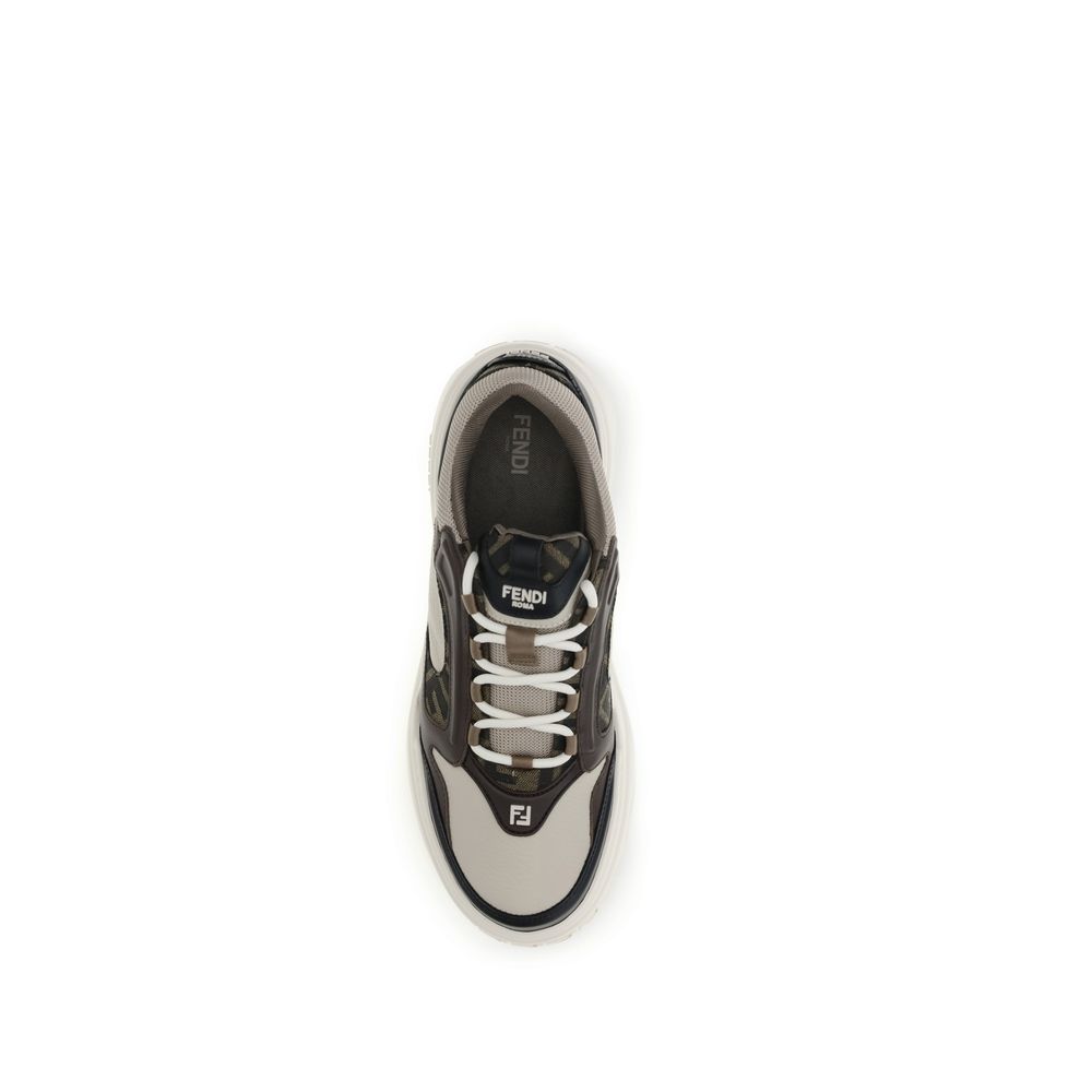 Fendi Calf Leather Chunky Sneakers in Black