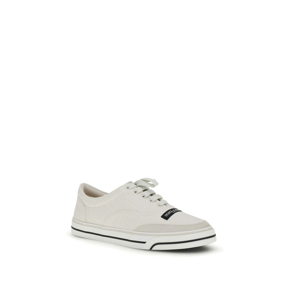 Dolce & Gabbana Linen Low Top Sneakers in White