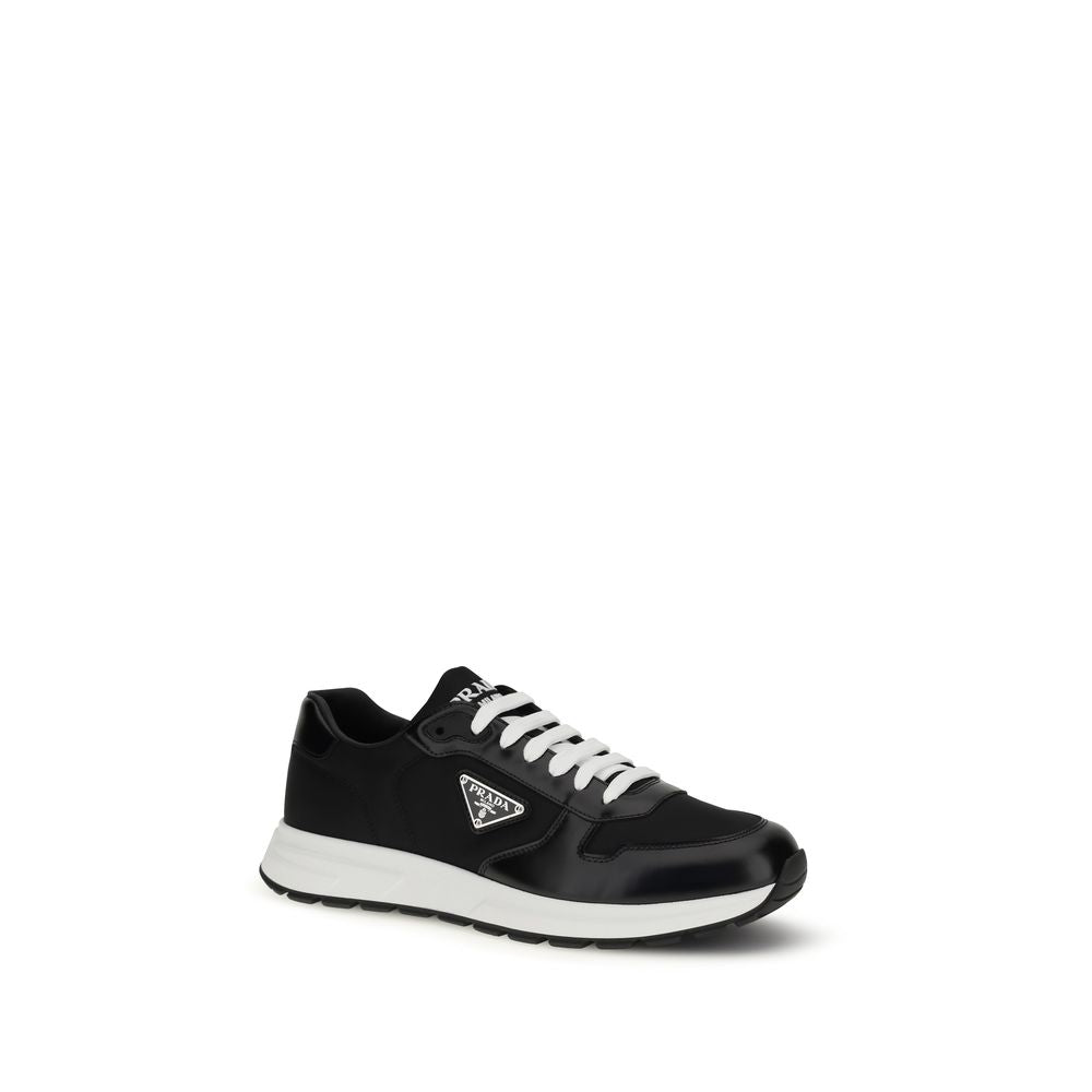 Prada Recycled Polyamide and Leather Sneakers in Black