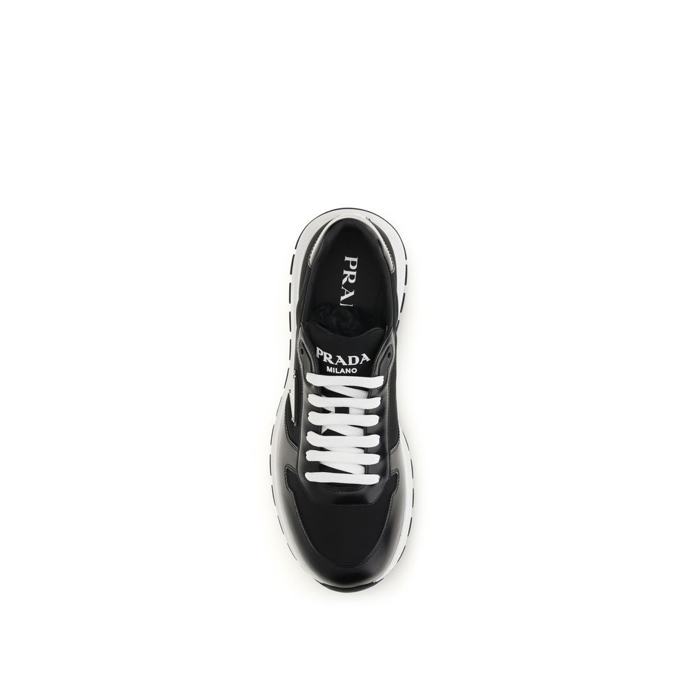 Prada Recycled Polyamide and Leather Sneakers in Black