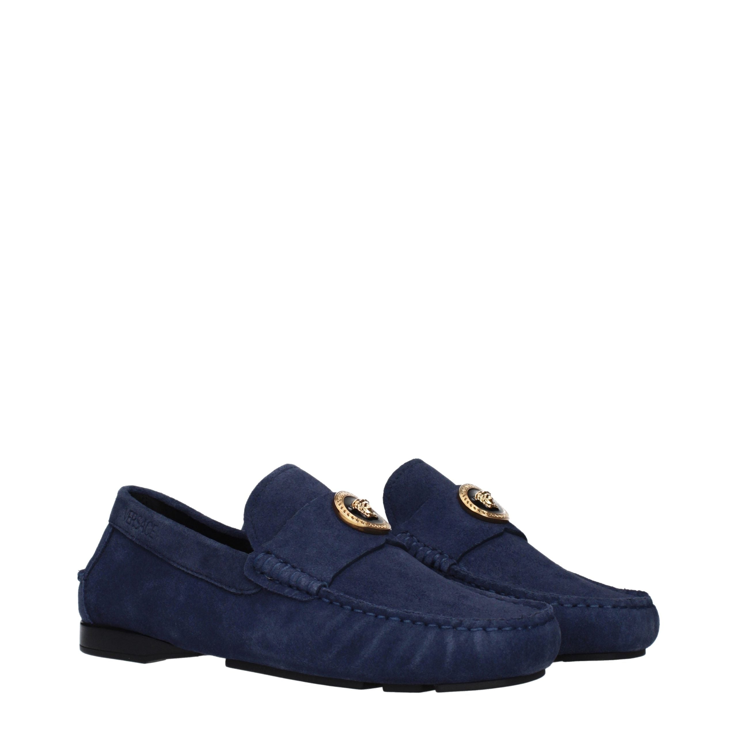 Versace Leather Slip-On Loafers in Blue