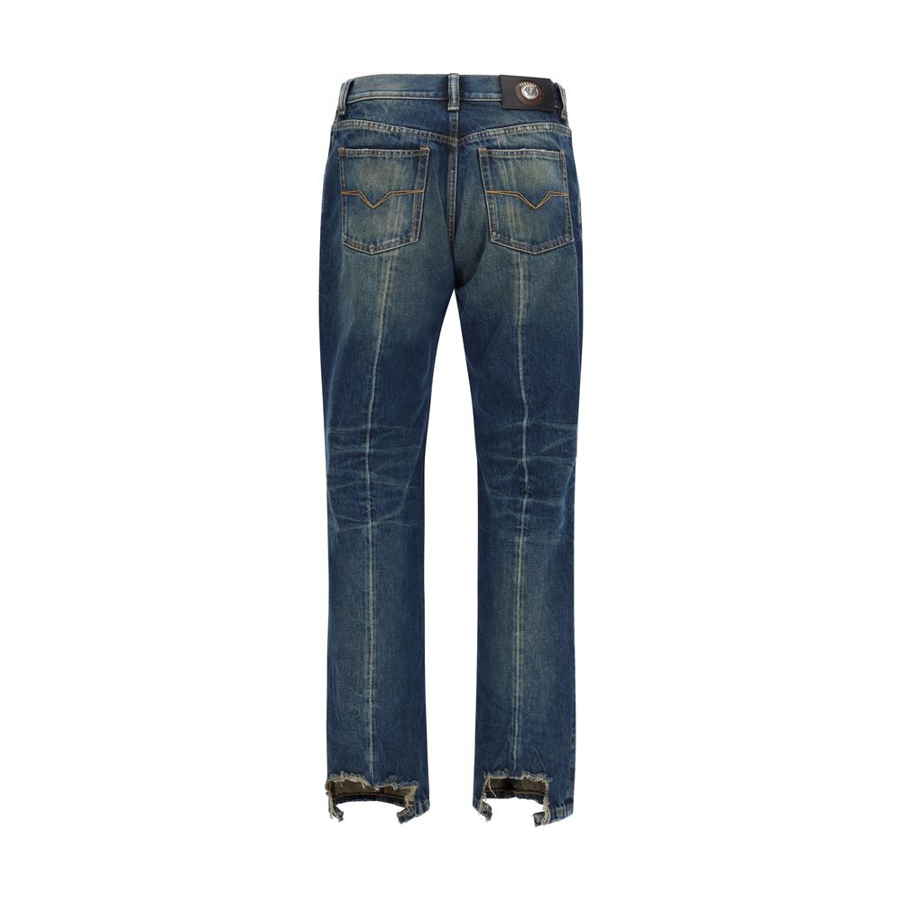 Versace Cotton Straight-Leg Jeans in Medium Blue Stonewash