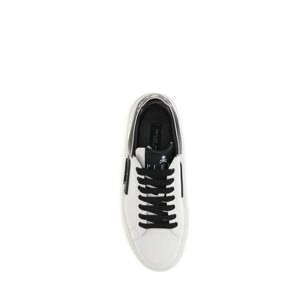 Philipp Plein Phantom Low-Top Calf Leather Sneakers in White