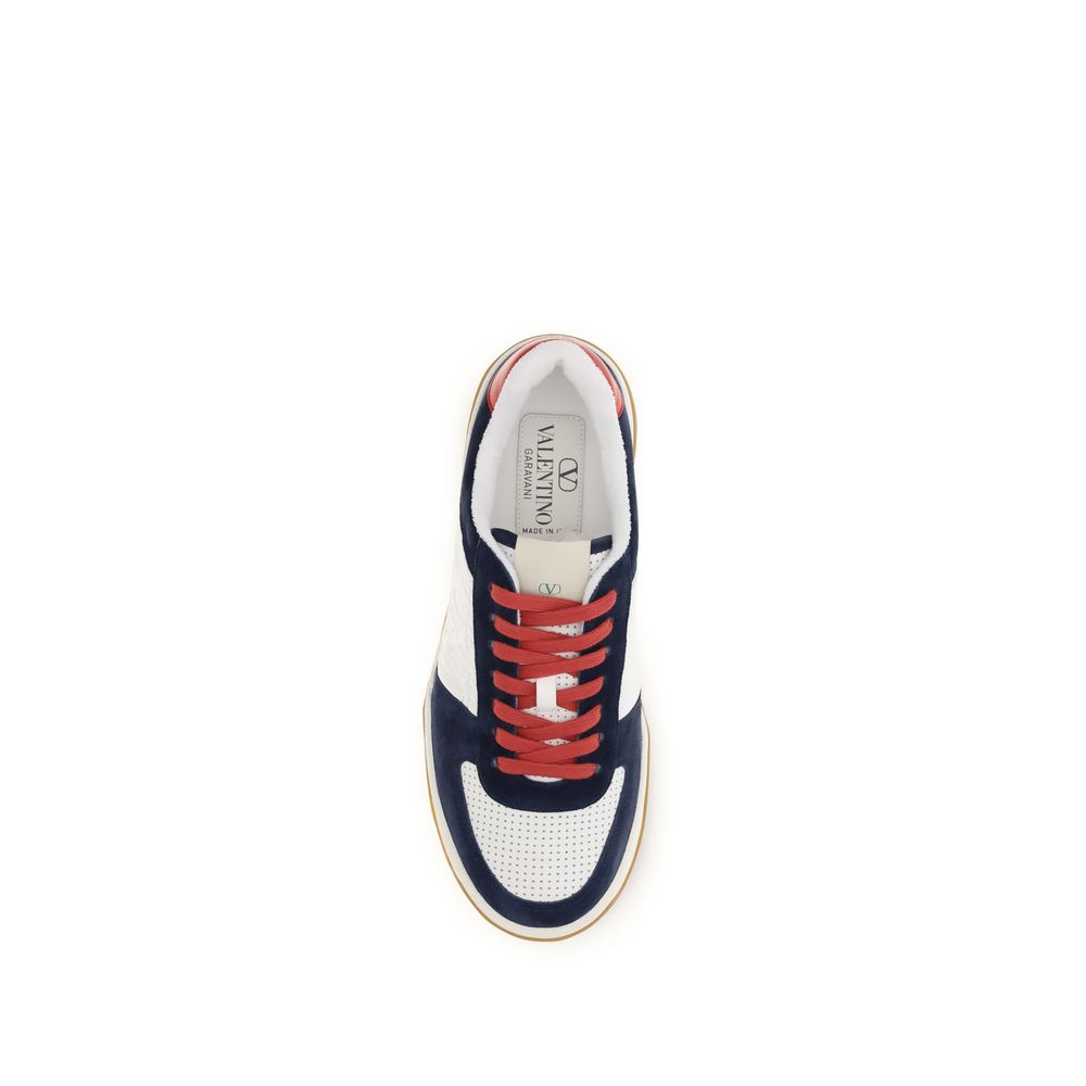 Valentino Garavani Calf Leather Low-Top Sneakers in Multicolour
