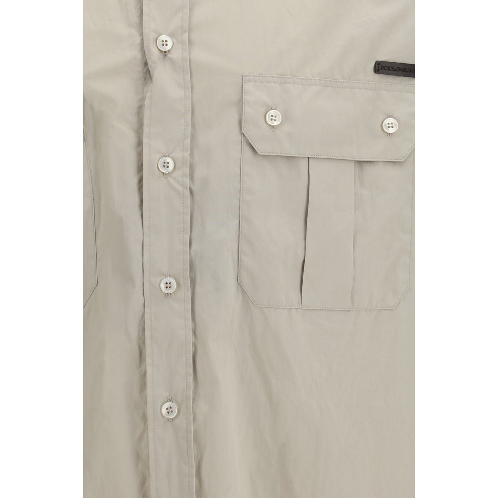 Dolce & Gabbana Cotton Poplin Dress Shirt in Beige