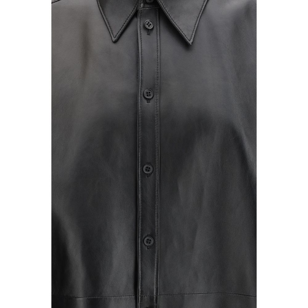 Dolce & Gabbana Leather Dress Shirt in Black
