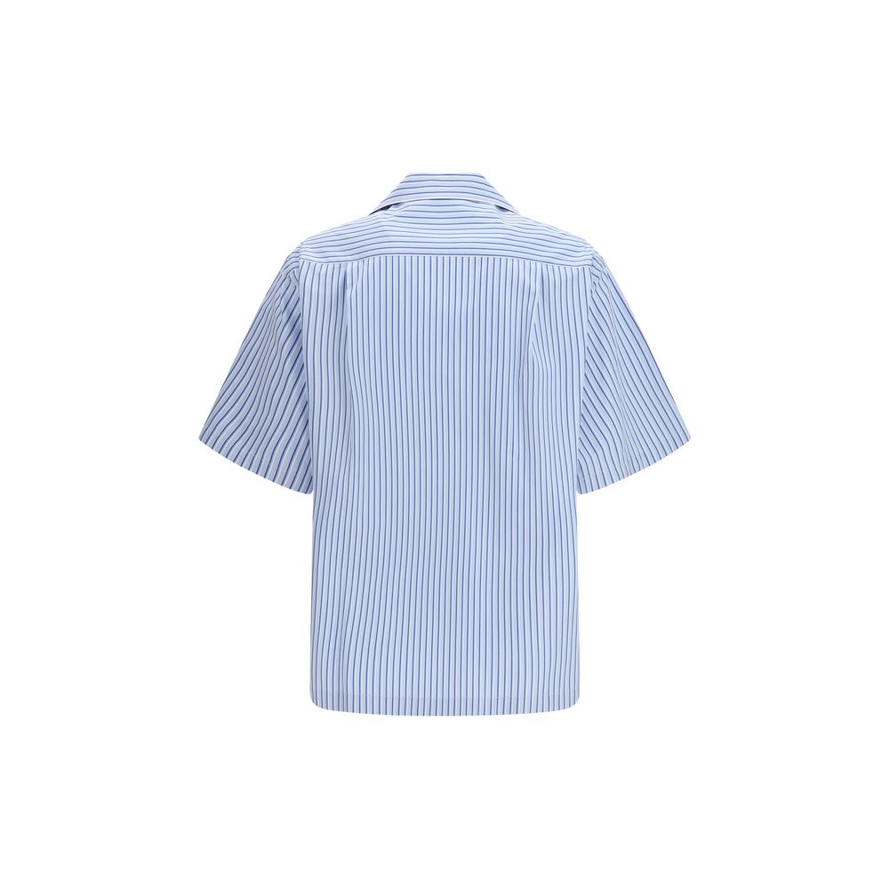 Dolce & Gabbana Striped Poplin Short-Sleeve Shirt in Blue