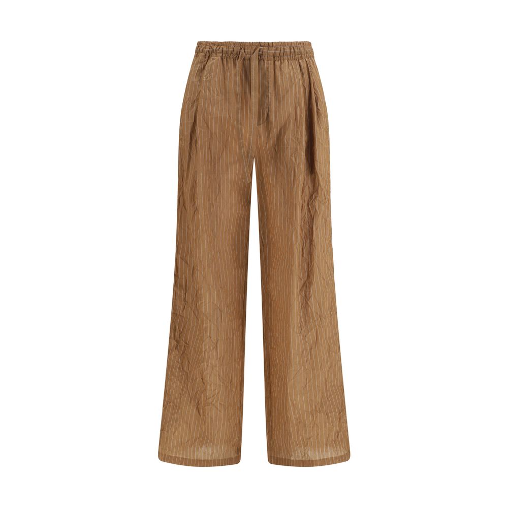 Dolce & Gabbana Linen Blend Trousers in Brown