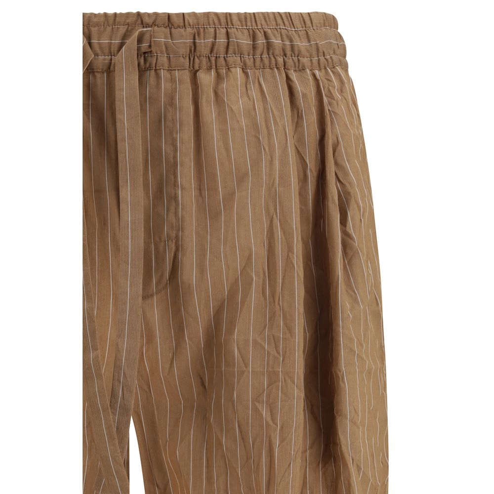 Dolce & Gabbana Linen Blend Trousers in Brown