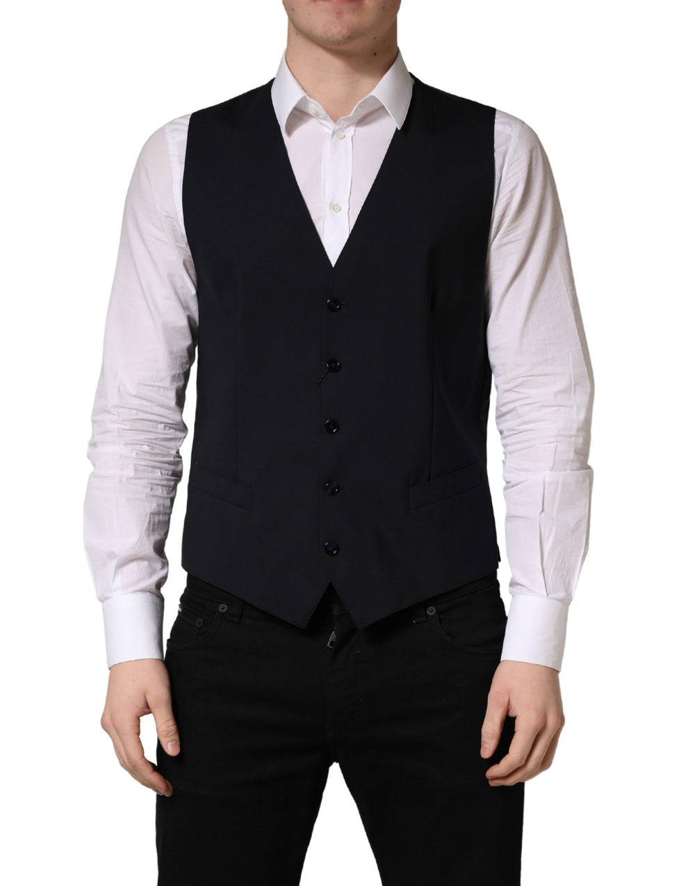 Dolce & Gabbana Virgin Wool Waistcoat in Black