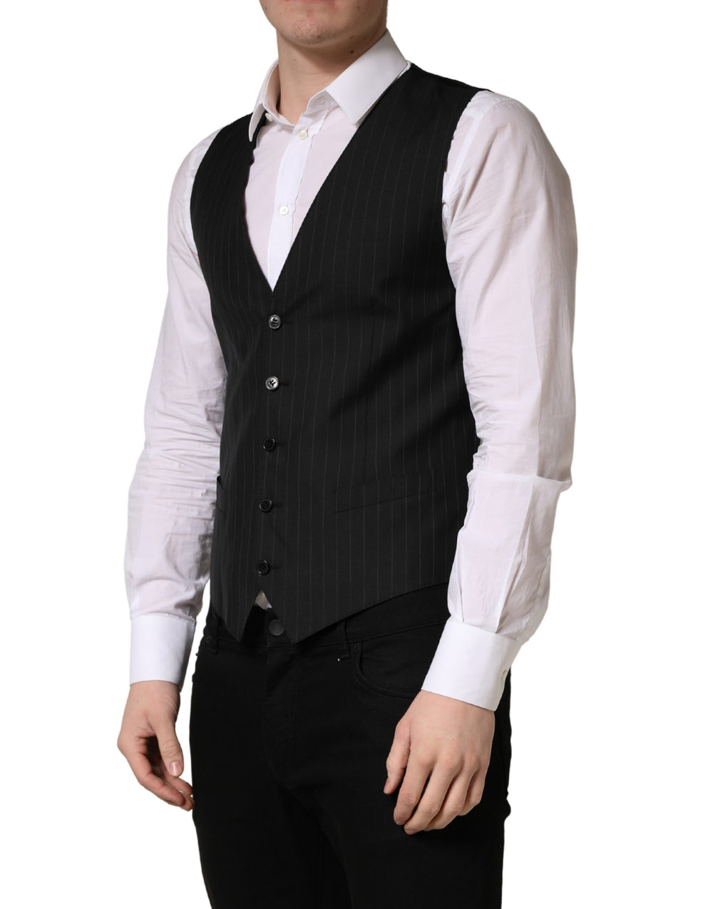 Dolce & Gabbana Virgin Wool and Silk Waistcoat in Black