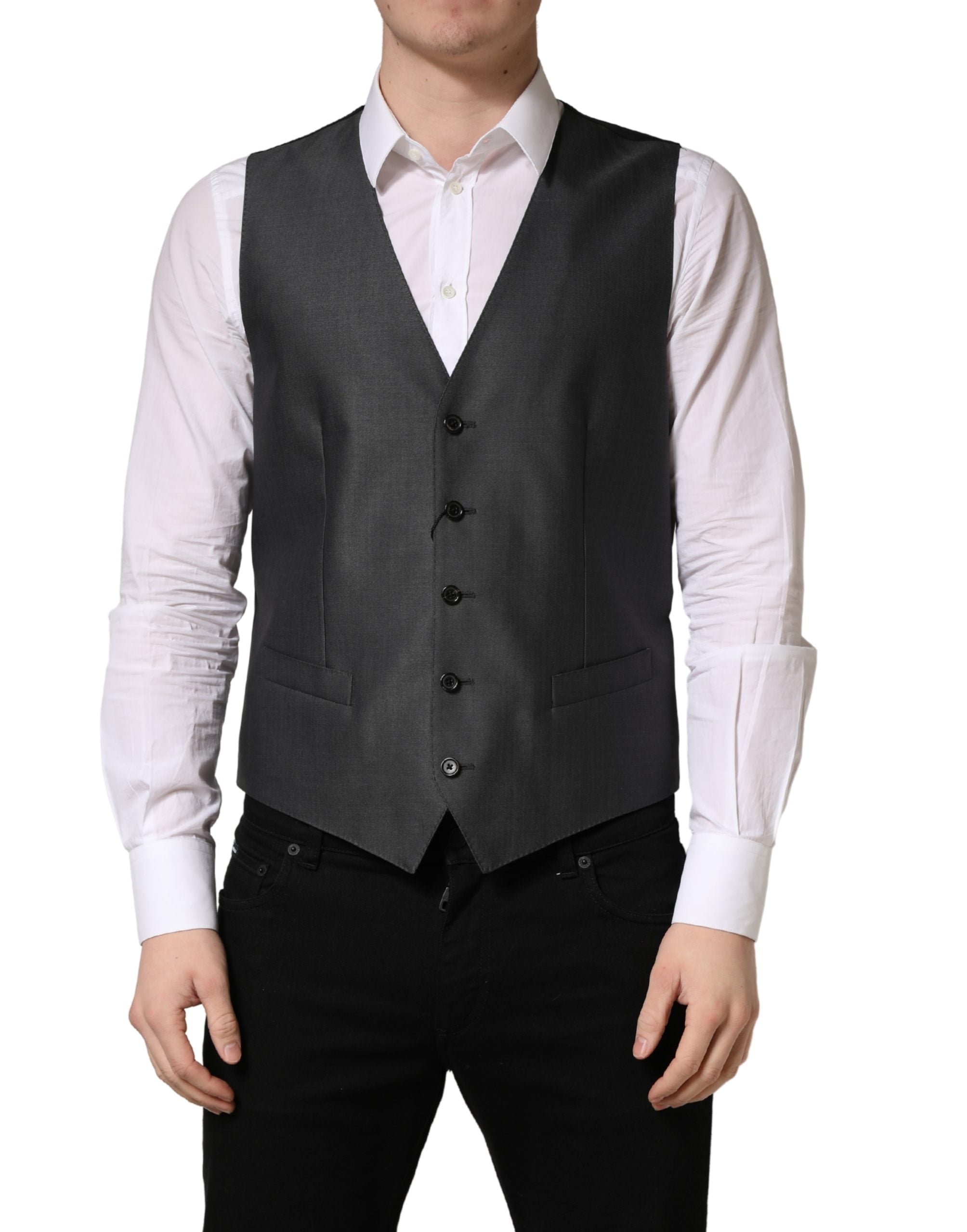 Dark Gray Single Breasted Men Waistcoat Vest mens luxury fashion - Mens Edit