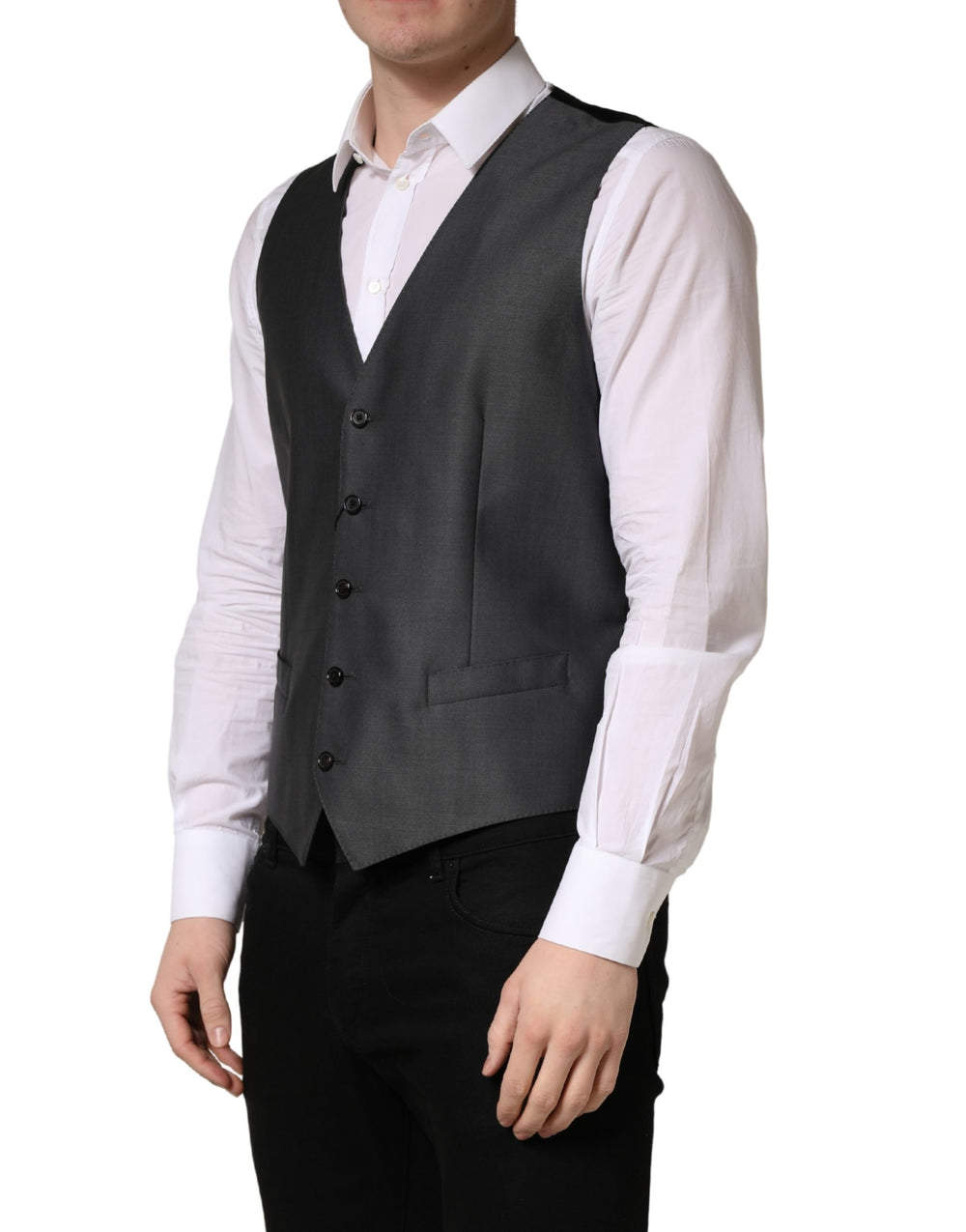 Dolce & Gabbana Virgin Wool and Silk Waistcoat in Dark Grey
