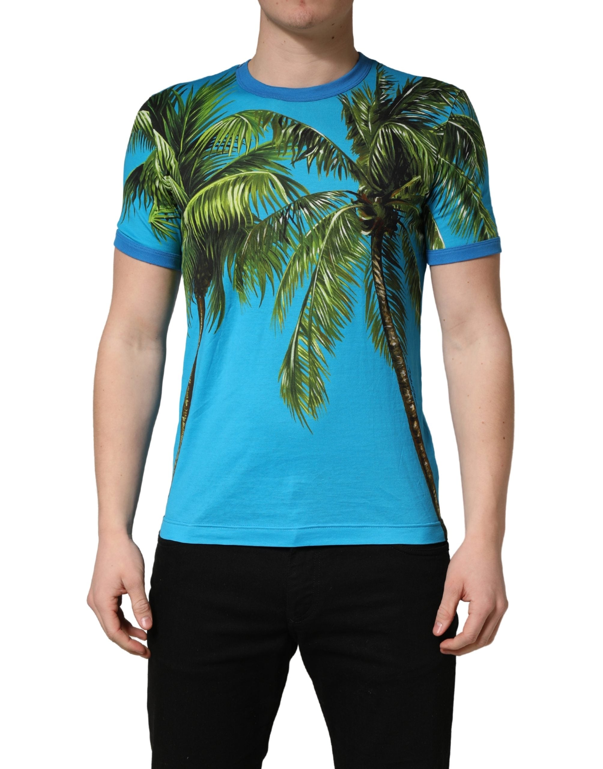 Dolce & Gabbana T-shirt από 100% βαμβάκι με Palm Tree Print σε Μπλε