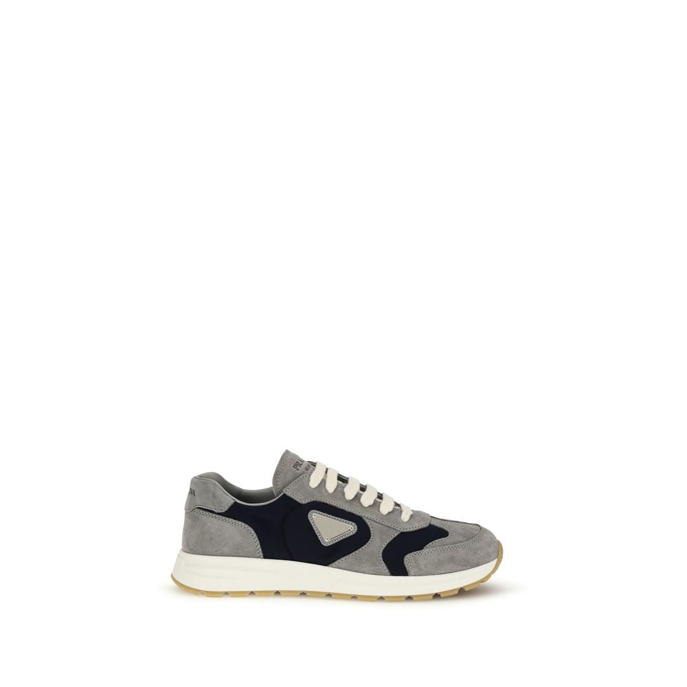 Δερμάτινα sneakers Prada από Calf Leather και Re-Nylon σε Μπλε