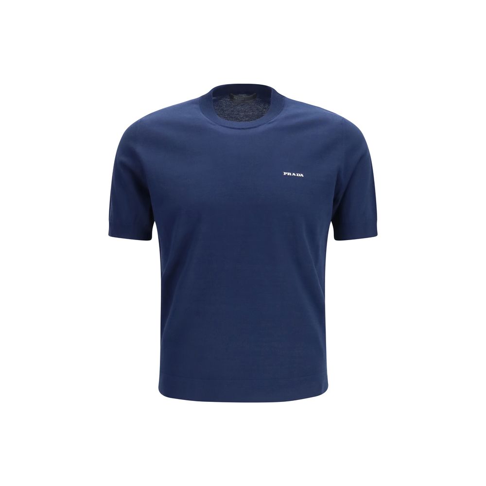 Prada Cotton Jersey T-Shirt in Blue