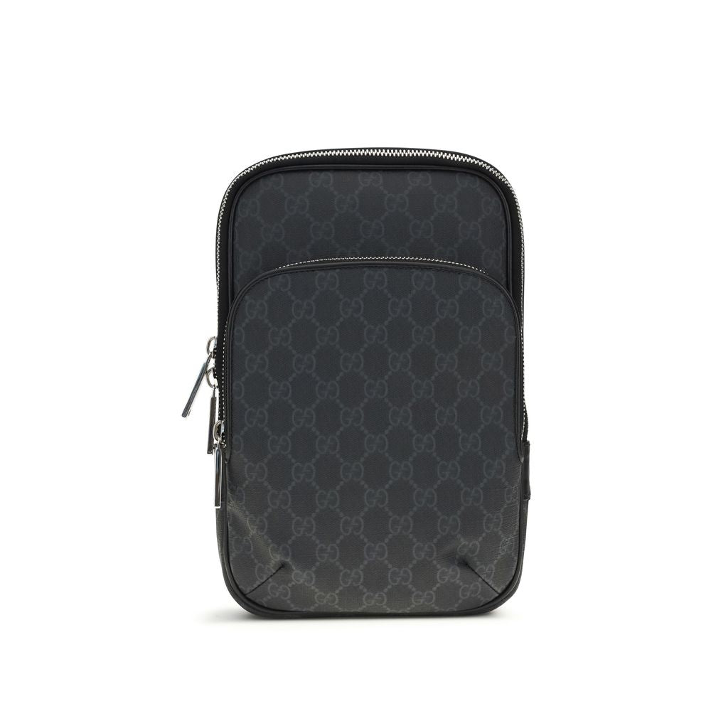 Black Polyurethane Shoulder Bag mens luxury fashion - Mens Edit