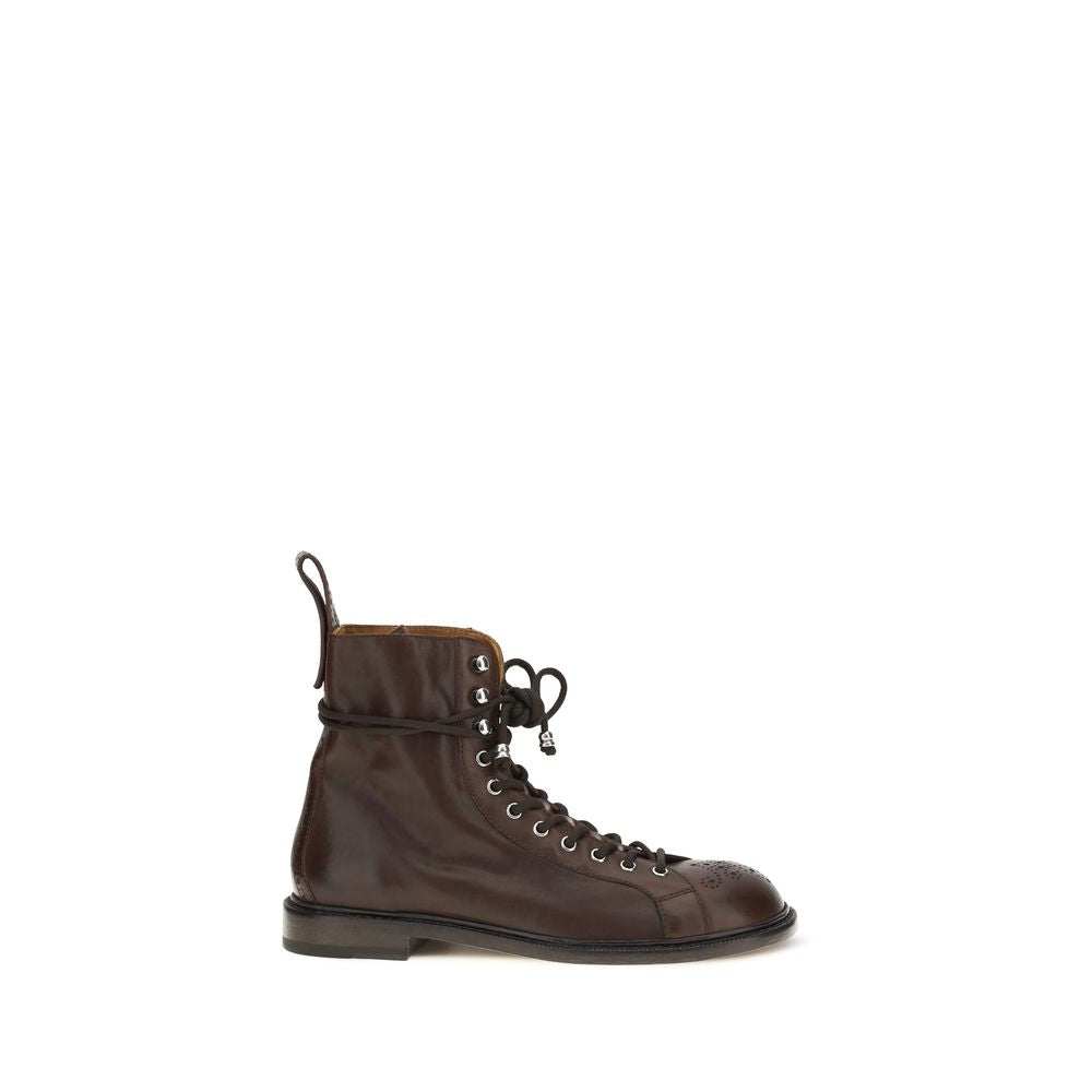 Versace Vegetable-Tanned Calf Leather Ankle Boots in Brown