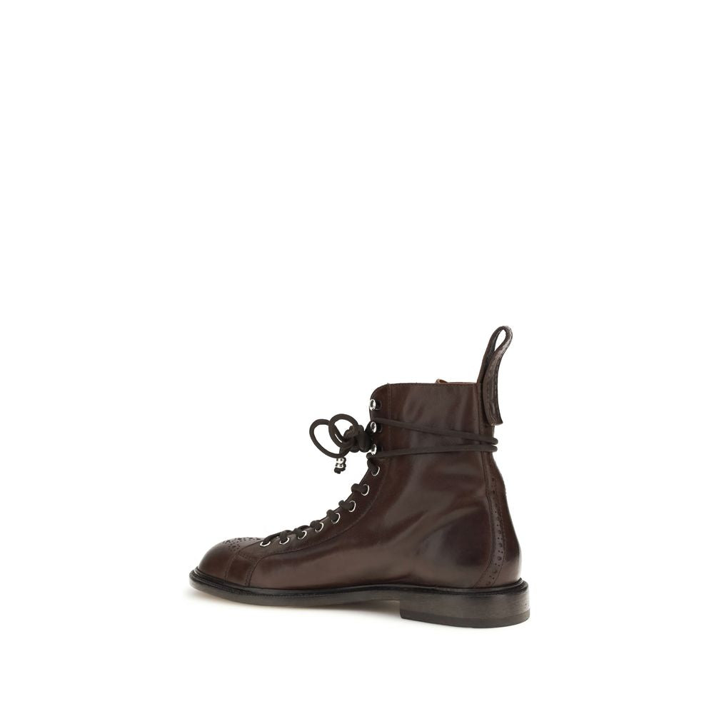 Versace Vegetable-Tanned Calf Leather Ankle Boots in Brown