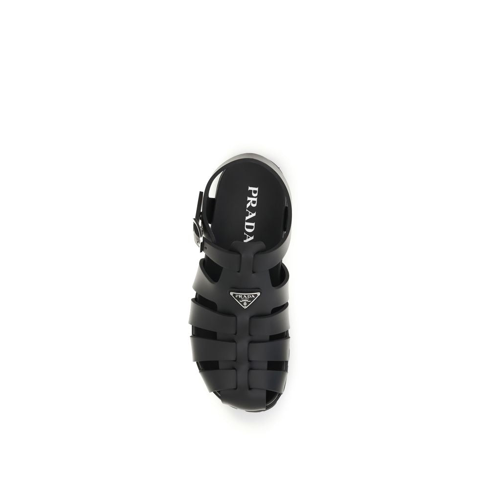 Prada Δερμάτινα Cage Sandals σε Μαύρο
